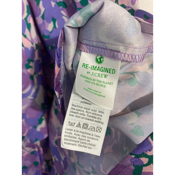 J Crew Collection top women’s size XXS purple floral watercolor relaxed fit twee - Picture 6 of 8
